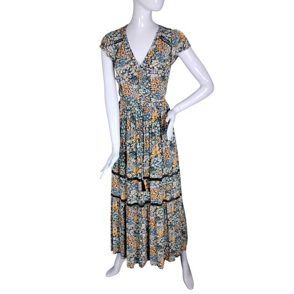 American Eagle Outfitters Dresses & Skirts - American Eagle Bohemian Dress Size XS Floral Maxi Length Short Sleeve Pullover